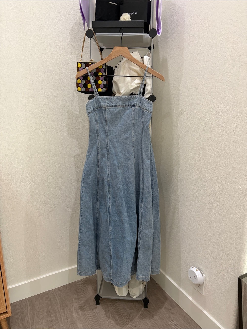 Girls' Light Blue Denim Strappy Dress